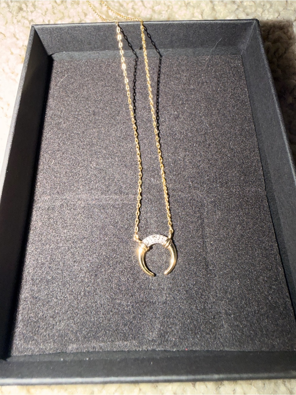 Gold Crescent Horn Pendant Necklace